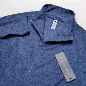YOGALICIOUS LUX Womens Full Zip Jacket Heather Indigo Coast Blue Size L NWOT